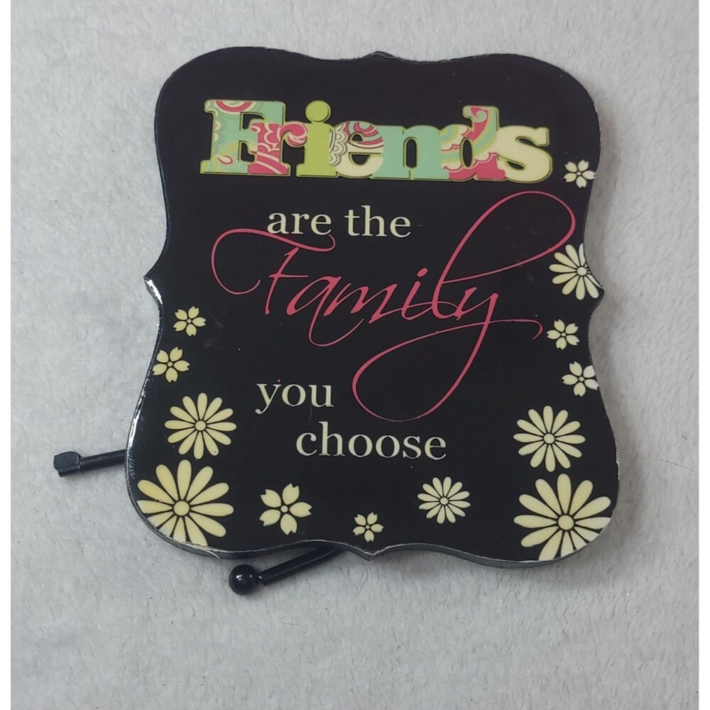 Vintage Kitschy Friends Family You Choose Black Wood Wall Sign Key Hook Plaque